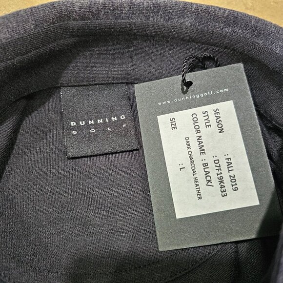 NWT Men's Dunning Golf Polo Shirt Black with Gray‎ Trim Size Large - Picture 4 of 6